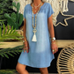 ⏳Time-limited Special⏰Women's Denim V-Neck Short Sleeve Dress