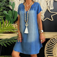 ⏳Time-limited Special⏰Women's Denim V-Neck Short Sleeve Dress