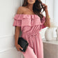 🌞Summer Sale 50% OFF🔥🌺Women’s Off Shoulder Ruffle Jumpsuit🍑