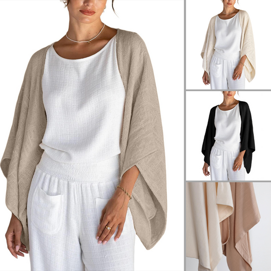 🍂Early Autumn New Arrivals💝Women's Linen Cardigan 3/4 Sleeve Open Front Loose Cover Ups Lightweight Shrug