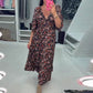 💐New Arrival-50% Off🌺V-neck Printed Maxi Dress with 3/4 Sleeves