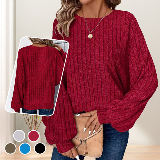 🔥2025 New Style💐Women's Ribbed Loose-Fit Pullover Tops