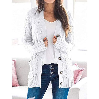 💐Big Sale-50% Off💕Women's Fall Casual Long Sleeve Button Down Open Front Cable Knit Cardigan