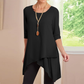 Women's Long Sleeve Asymmetrical Hem T-Shirt
