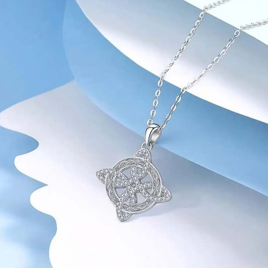 📿Witches Knot Necklace Sparkling Starburst Pendant