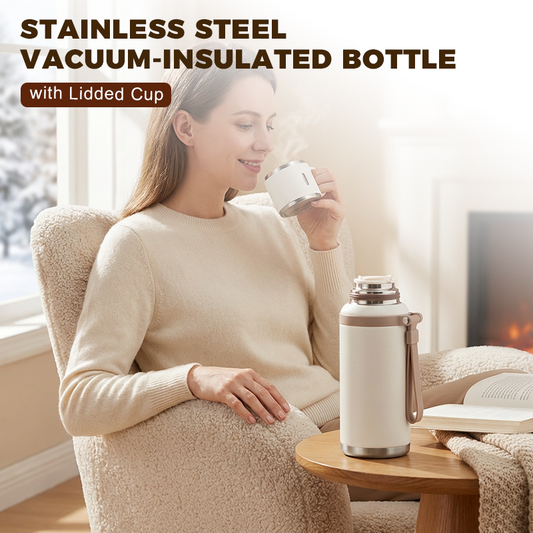 🏆Flash Sale 59% OFF⚡5K+ SOLD! 💥Stainless Steel Vacuum Insulated Bottle with Lidded Cup