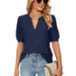 📢📢50% OFF !!!⏰Loose Solid Color T-Shirt Top with Hollow Bubble Sleeves