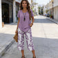 🥳50% OFF!🔥Casual Round Neck Layered Tunic Top and Wide Leg Pants Set