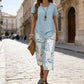 🥳50% OFF!🔥Casual Round Neck Layered Tunic Top and Wide Leg Pants Set