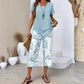 🥳50% OFF!🔥Casual Round Neck Layered Tunic Top and Wide Leg Pants Set