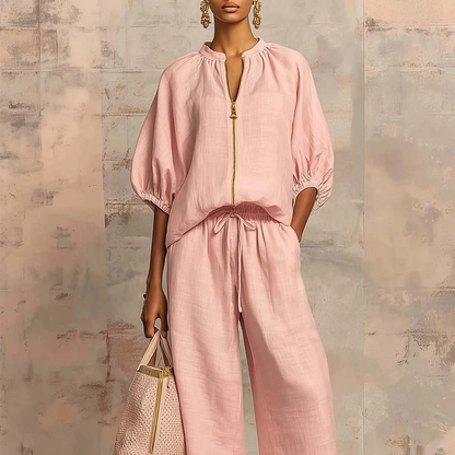 📢📢30% OFF !! ⏰Women's Solid Color 2-Piece Casual Set