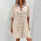 💃2026 Summer Hot Sale 70% OFF✨Women's Short Sleeve Button Down Textured Babydoll Dress Dress with Pockets