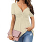 🔥LAST DAY 49% OFF ☀️🛍️Women's Short Sleeve V-Neck Twist Front Tunic Top