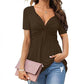 🔥LAST DAY 49% OFF ☀️🛍️Women's Short Sleeve V-Neck Twist Front Tunic Top