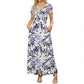 👗2026 Summer Hot Sale 50% OFF🌈Women's V neck Ankle Length Floral Print Beach Long Flowy  Maxi Dress with Pockets🎀