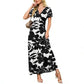 👗2026 Summer Hot Sale 50% OFF🌈Women's V neck Ankle Length Floral Print Beach Long Flowy  Maxi Dress with Pockets🎀