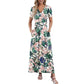 👗2026 Summer Hot Sale 50% OFF🌈Women's V neck Ankle Length Floral Print Beach Long Flowy  Maxi Dress with Pockets🎀