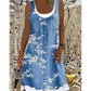 🌿Summer Sale-50% OFF💖Women's Faux Two-Piece Denim Print Dress