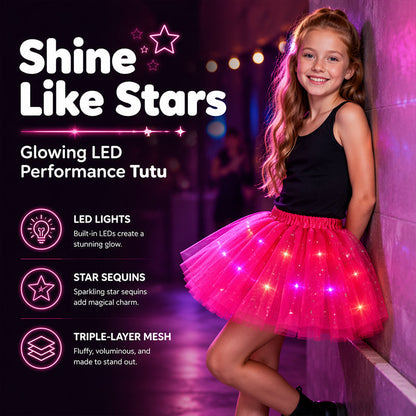 🌟Last Day 50%OFF!🎁✨LED Light Up Sequin Tutu Skirt Star Mesh Princess Skirt for Girls and Adults