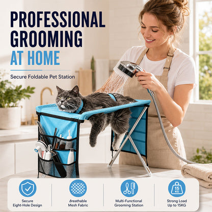 🐕🛏️2-in-1 Foldable Pet Grooming Bed🔥50% OFF!💫Grooming Table + Cosy Bed in One – Portable, Easy to Clean & Perfect for Home & Travel