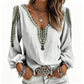 Women's V Neck Long Sleeve 3D Print Top