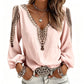 Women's V Neck Long Sleeve 3D Print Top
