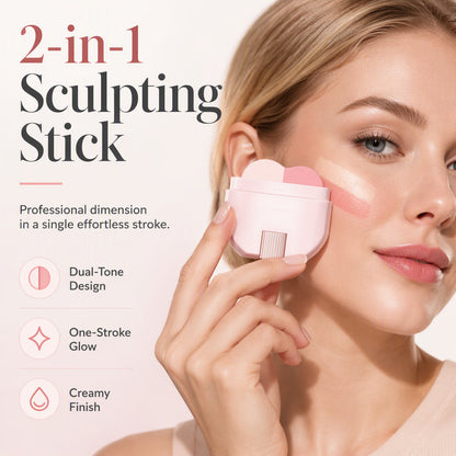 🤩Best Seller-50% OFF🩷2-in-1 Blush & Highlighter Stick – One-Stroke & Blendable Design, No Patchy Finish