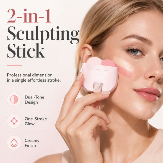 🤩Best Seller-50% OFF🩷2-in-1 Blush & Highlighter Stick – One-Stroke & Blendable Design, No Patchy Finish