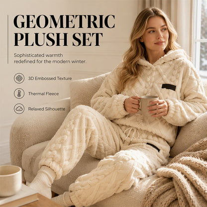 🍂 Embossed Geometric Plush Set – Timeless Comfort & Effortless Style For Every Occasion
