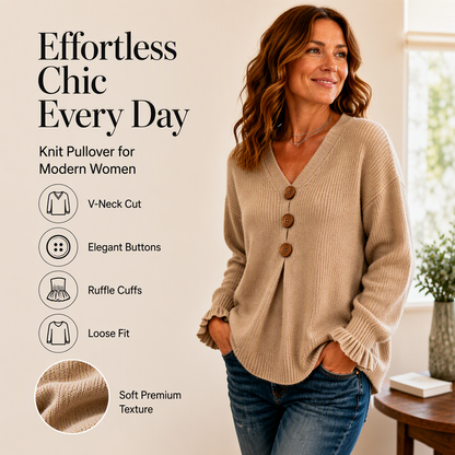 😍Women's V Neck Knit Sweater