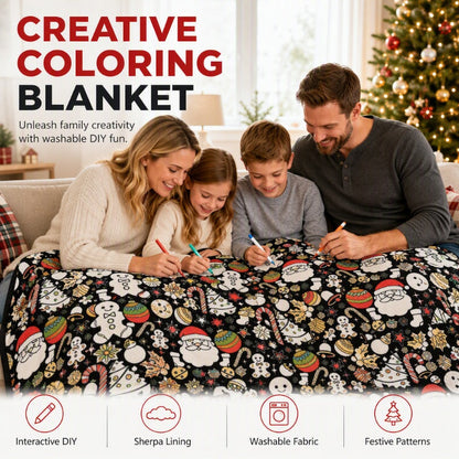 🎅Christmas Sale-50% OFF!🎄🎨Family DIY Coloring Blanket – Ultra-Soft High-Density Fleece, Festive Holiday Patterns & Stress-Relief Creative Fun💫