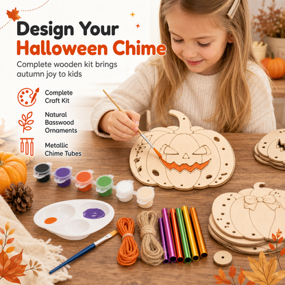 💥Hot Sale-50% OFF🎃Halloween Wooden Pumpkin Craft Kit | DIY Wind Chime