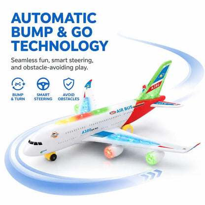 🎅Early Christmas Sale-50% OFF🎁Electric Toy Plane with Sound & Lights – Auto-Bounce, Realistic, Fun💫