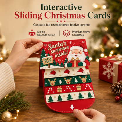 🥳CHRISTMAS SALE 50% OFF🎄🎁 Christmas Pull-Tab 3D Greeting Card – Interactive Sliding Design