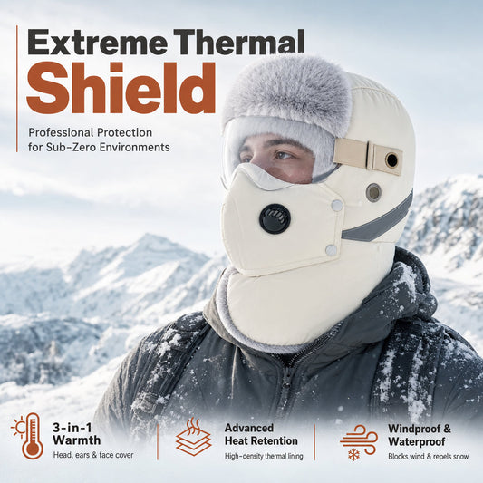 💖Black Friday Mega Deal – 50% off!💖 Windproof Winter Thermal Trapper Hat with Integrated Face Mask