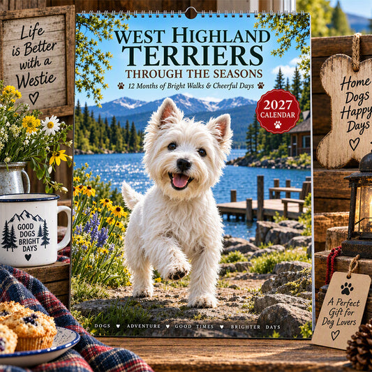 ✨New Arrival 50% OFF! 🐶 West Highland Terriers 2027 Calendar – Adorable Westie Photography, Spiral-Bound & Gift-Ready 🎁