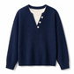 🌸Hot Sale 50% OFF💖Casual Mock Two Piece V Neck Knit Sweater with Button Details