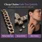 📢📢50 % DE RÉDUCTION !! ⏰Hip Hop Double Layer Baguette Rhinestone Cross Brass with Figaro Chain