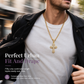 📢📢50 % DE RÉDUCTION !! ⏰Hip Hop Double Layer Baguette Rhinestone Cross Brass with Figaro Chain