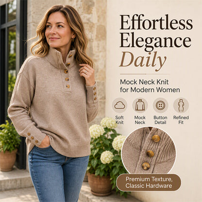 Women's Casual Stand Collar Knit Sweater