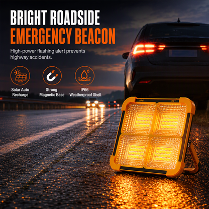 Solar Powered Portable Emergency Light and Outdoor Camping Floodlight with USB Phone Charging Function