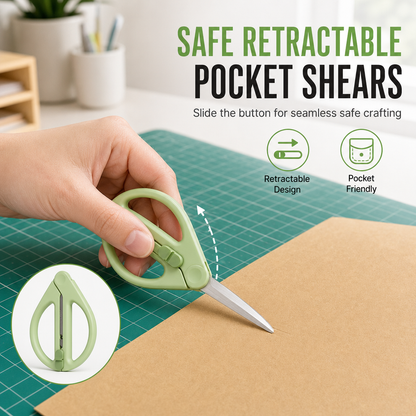 📢📢40%  OFF !! ⏰Portable Retractable Safety Scissors for Kids and Adults Multi-Purpose Handheld Scissors for DIY Paper Cutting and Package Opening