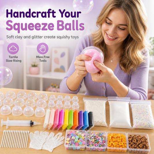 ✨LIMITED TIME 50% OFF!🎁🎨DIY Squeeze Ball Making Kit – Slow Rising, Leak-Proof, Fun Craft