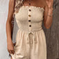 🎉Last Day Promotion 49% OFF💃Women's Fake Buttons Frill Trim Shirred Tie Front Wide Leg Tube Romper
