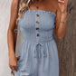 🎉Last Day Promotion 49% OFF💃Women's Fake Buttons Frill Trim Shirred Tie Front Wide Leg Tube Romper